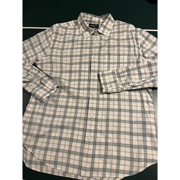 Bonobos Long Sleeve Button Stretch Slim Fit Plaid Shirt LARGE Lightweight Green - Picture 5 of 7